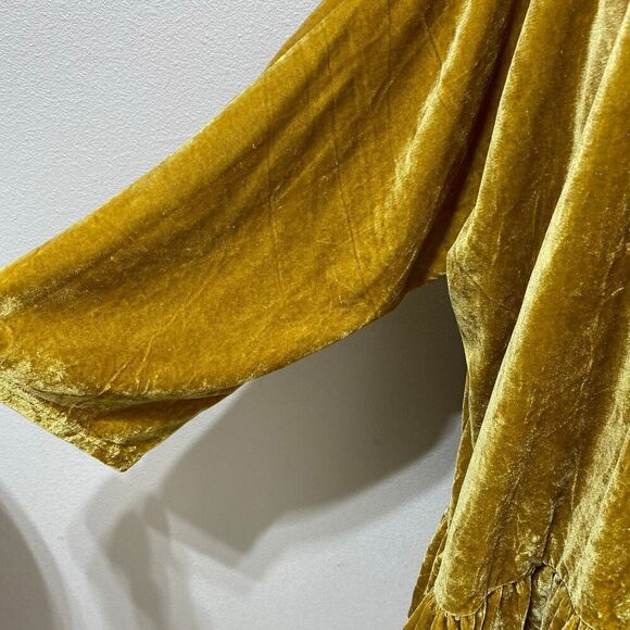 Suzanne Betro Gold Velvet Floral Embroidered Open Cardigan Size 3XL - Picture 5 of 11